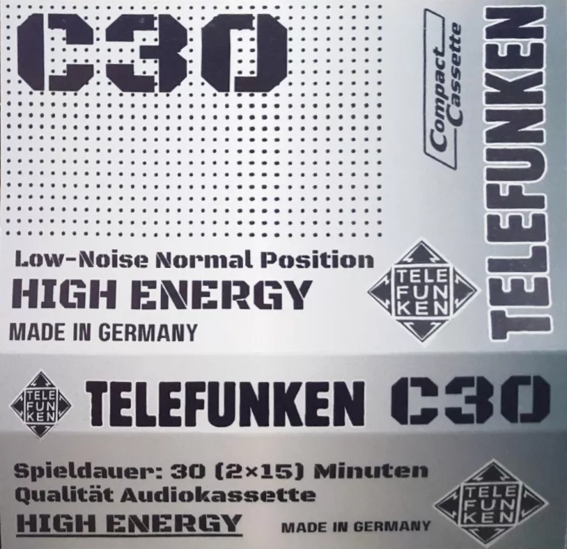 Compact Cassette Telefunken High Energy 30 Type II Chrome 1971 Germany