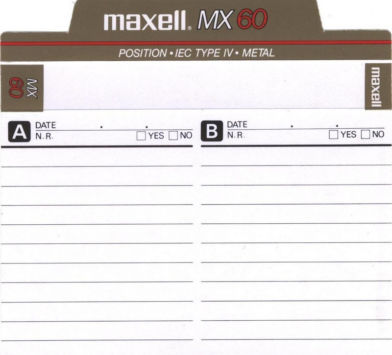 Compact Cassette Maxell MX 60 Type IV Metal 1986 Europe