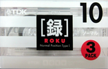 3 pack TDK Roku 10 "RK-10X3" Type I Normal 2000 Japan