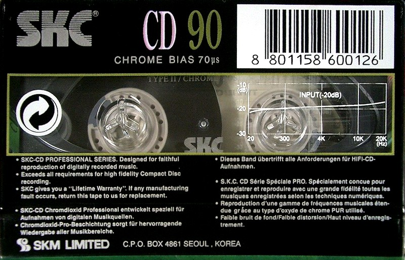 Compact Cassette SKC CD 90 Type II Chrome 1999 Europe
