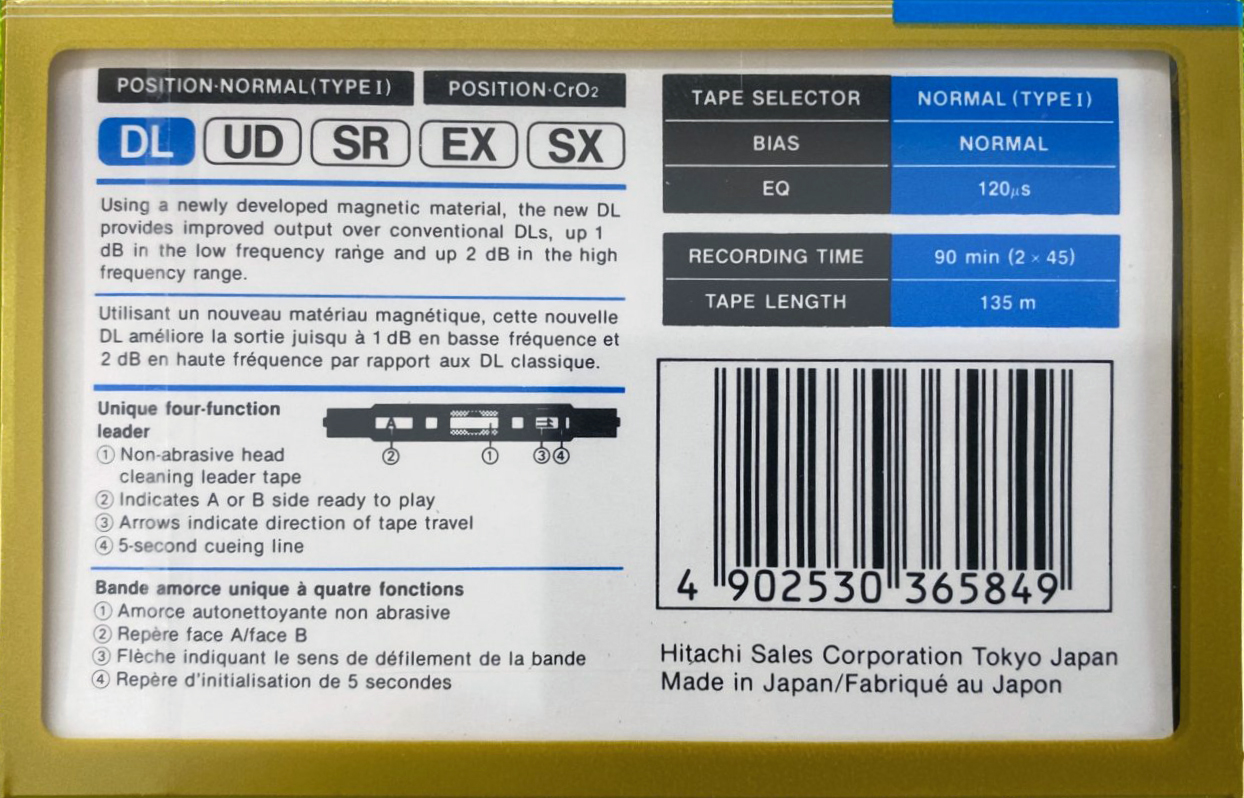 Compact Cassette Hitachi DL 90 Type I Normal 1992 Europe
