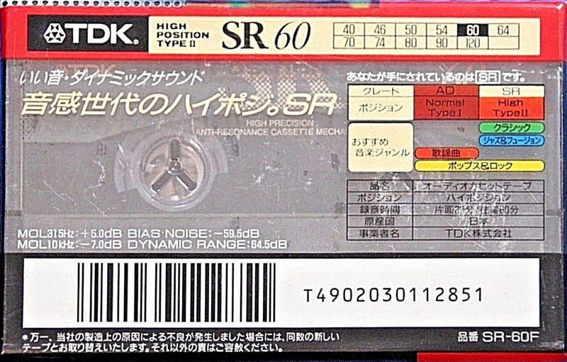 Compact Cassette TDK SR 60 "SR-60F" Type II Chrome 1994 Japan