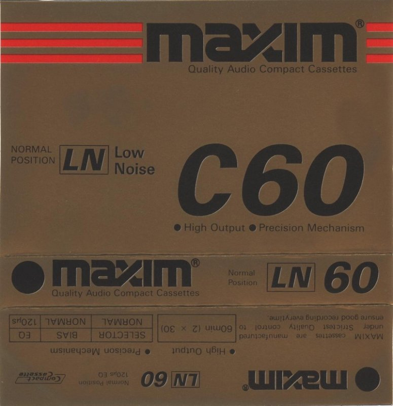 Compact Cassette Maxim LN 60 Type I Normal 1988 Hong Kong
