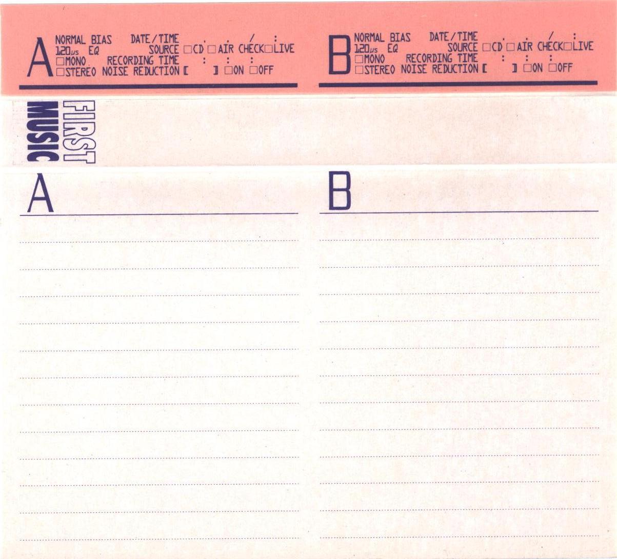 Compact Cassette First Music SG 60 Type I Normal 1996 Japan