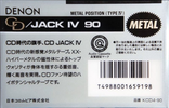 Compact Cassette Denon CD JACK IV 90 "KCD4-90" Type IV Metal 1990 Japan
