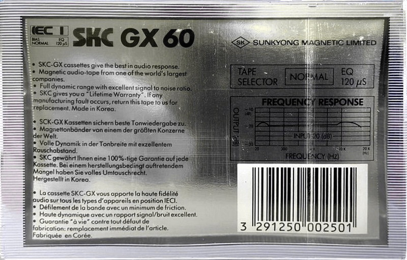 Compact Cassette SKC GX 60 Type I Normal 1987 Europe