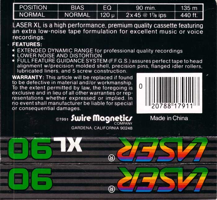 Compact Cassette: Swire Magnetics Laser - XL 90