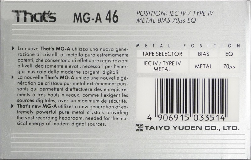 Compact Cassette: Taiyo Yuden Thats - MG-A 46