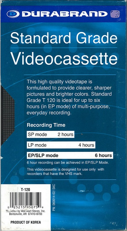 VHS, Video Home System Durabrand 120 Type I Normal USA