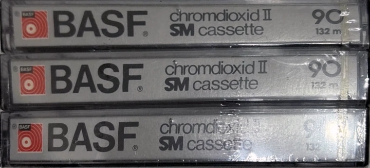 3 pack BASF Chromdioxid II 90 "Profis fahren" Type II Chrome 1979 Germany