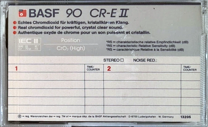 Compact Cassette BASF Chromdioxid Extra II 90 "CR-E II" Type II Chrome 1981 Europe