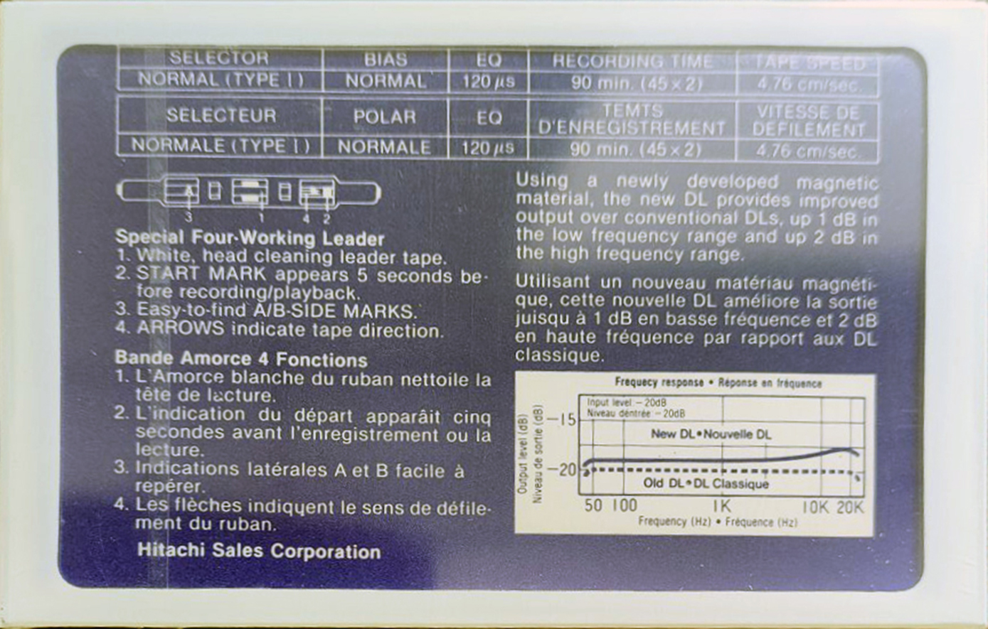 Compact Cassette Hitachi DL 90 Type I Normal 1985 Europe