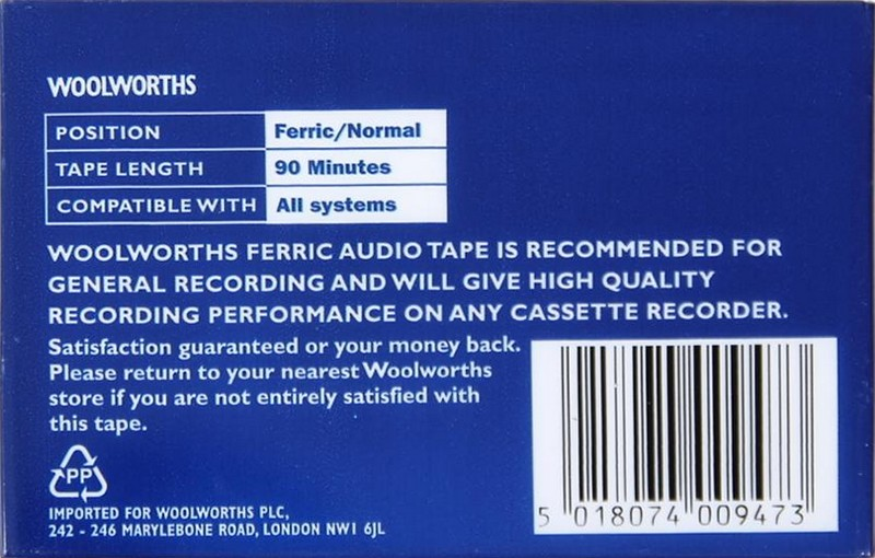 Compact Cassette Woolworths 90 Type I Normal 1997 UK