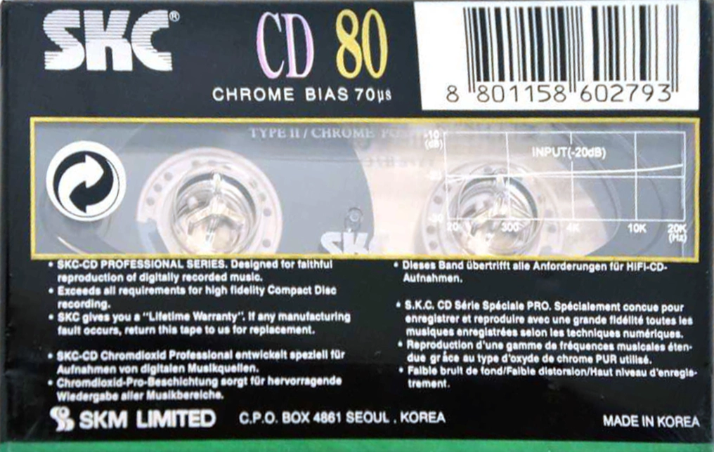 Compact Cassette SKC CD 80 Type II Chrome 1999 Europe