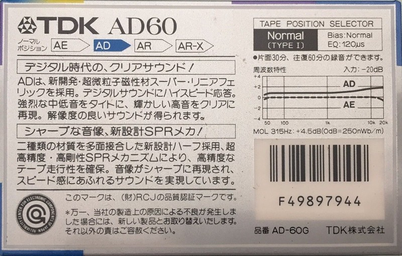 Compact Cassette: TDK  - AD 60