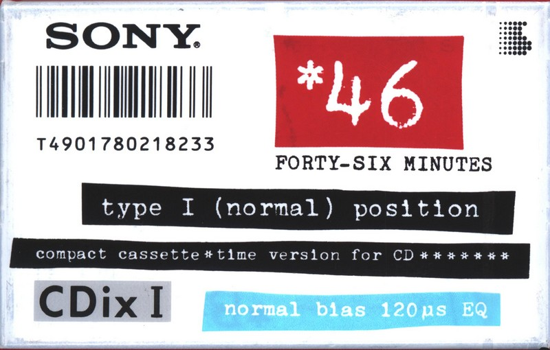 Compact Cassette Sony CDix I 46 "C-46CDX1a" Type I Normal 1992 Japan
