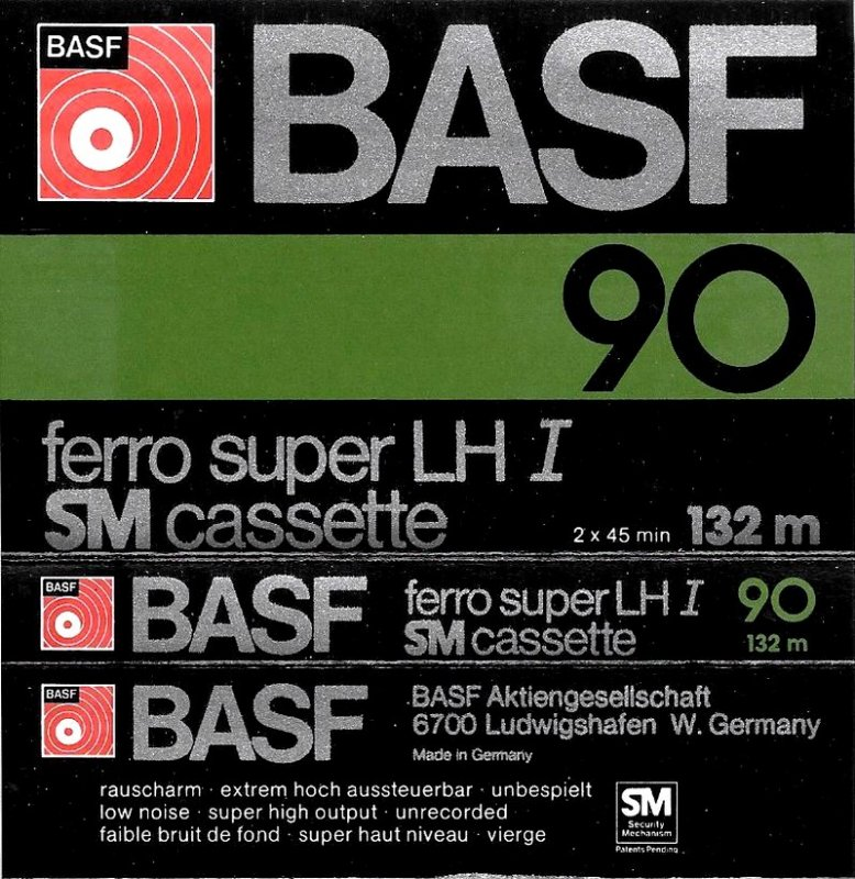 Compact Cassette BASF Ferro Super LH I 90 Type I Normal 1977 Europe