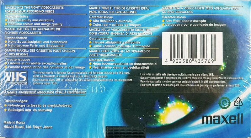 VHS, Video Home System Maxell GX 180 Type I Normal Europe