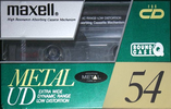 Compact Cassette Maxell Metal UD 54 "M-UD54" Type IV Metal 1990 Japan