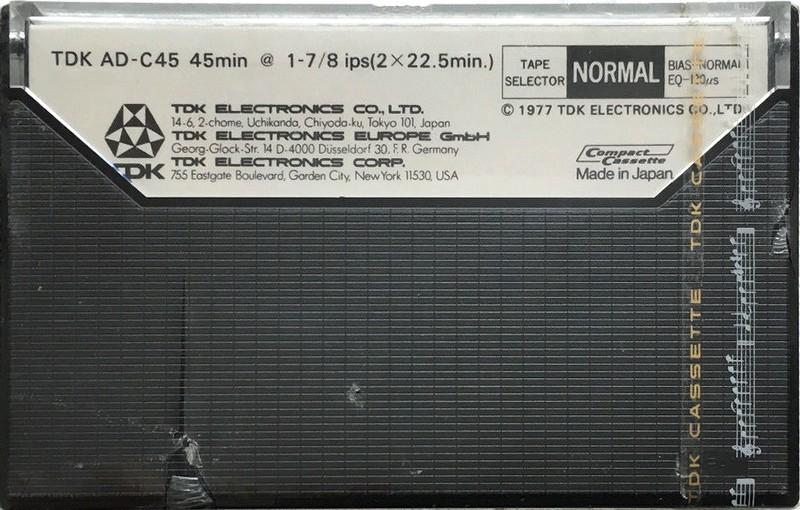 Compact Cassette TDK AD 45 Type I Normal 1977 Europe, USA
