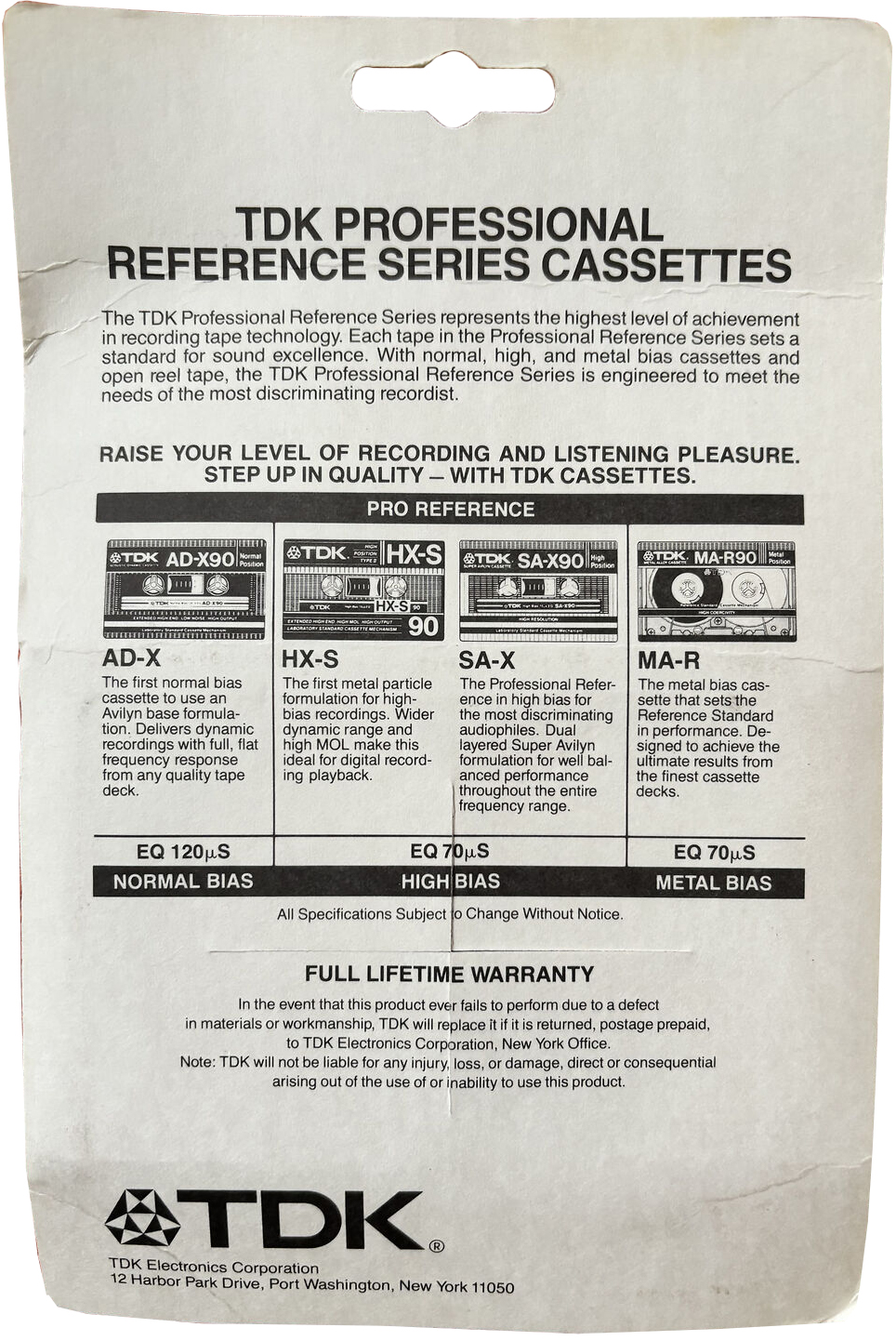 Blister TDK HX-S 90 Type II Chrome 1983 USA