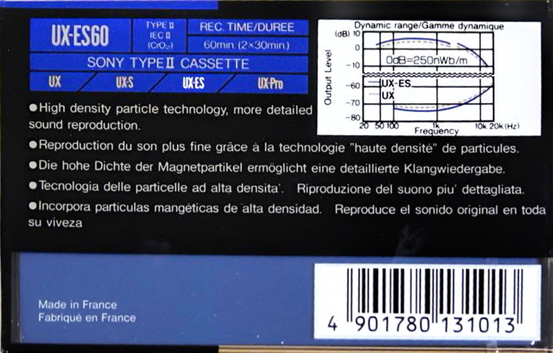 Compact Cassette Sony UX-ES 60 "UX-ES60c" Type II Chrome 1990 Europe