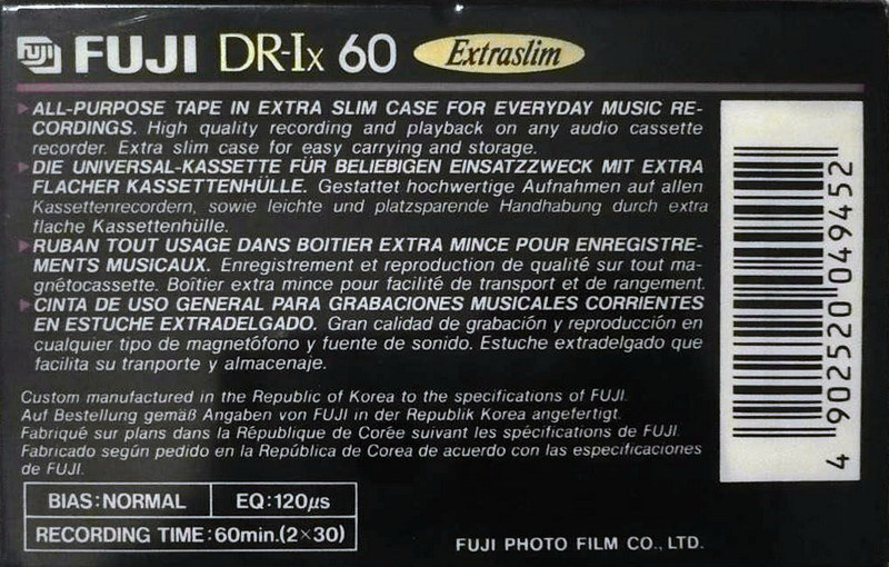 Compact Cassette Fuji DR-Ix 60 Type I Normal 1993 Europe