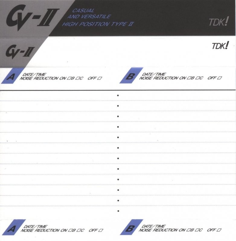 Compact Cassette TDK CV-II 46 "CV2-46" Type II Chrome 1990 Japan