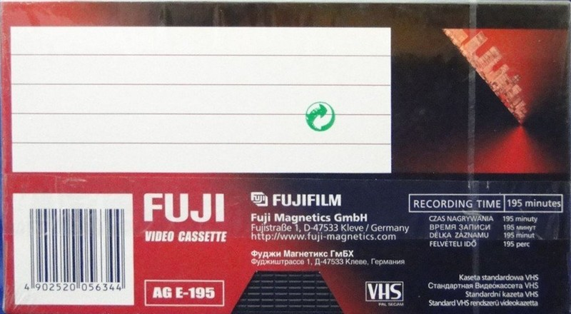 VHS, Video Home System Fuji AG 195 "AG E-195" Type I Normal 2002 Worldwide