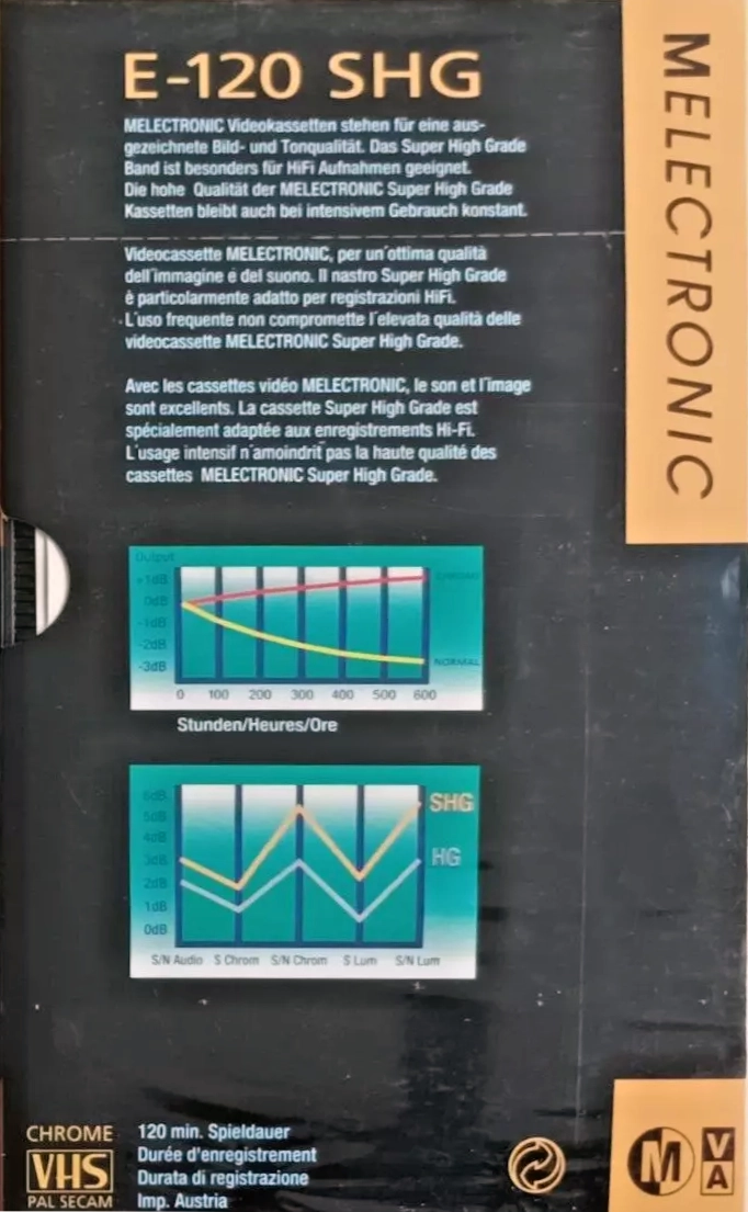 VHS, Video Home System Melectronic 120 Type II Chrome 1994 Switzerland