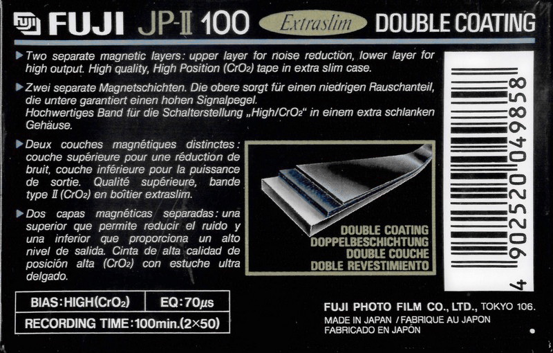Compact Cassette Fuji JP-II 100 Type II Chrome 1994 Europe