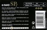 Compact Cassette RAKS SP 1 60 Type I Normal 1998 Europe