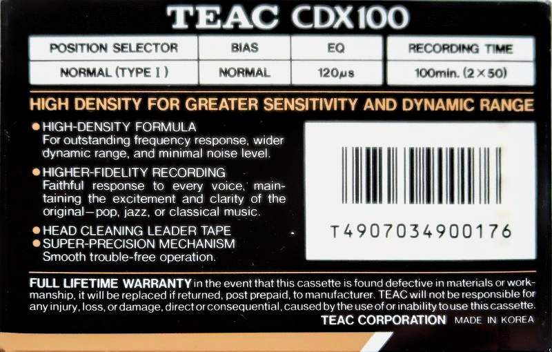 Compact Cassette: GoldStar / LG Teac - CDX 100