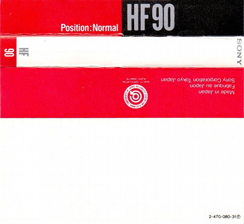 Compact Cassette Sony HF 90 Type I Normal 1991 Europe