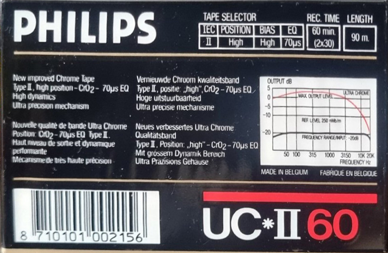 2 pack Philips UC II 60 Type II Chrome 1985 Europe