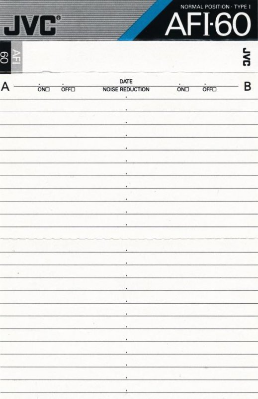 Compact Cassette JVC AFI 60 "AF1-60S" Type I Normal 1990 North America