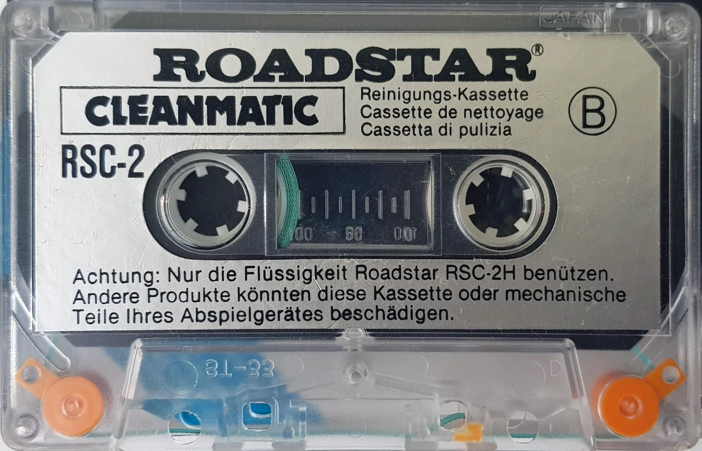 Compact Cassette Roadstar "Cleanmatic RSC-2" Cleaning Cassette Europe
