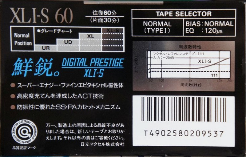 Compact Cassette Maxell XLI-S 60 Type I Normal 1988 Japan
