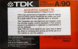 Compact Cassette TDK A 90 Type I Normal 1987 USA