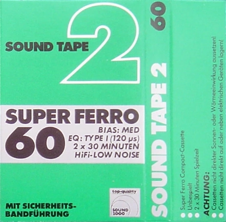 Compact Cassette Sound 2000 Sound Tape 2 60 "Super Ferro" Type I Normal 1978 Germany