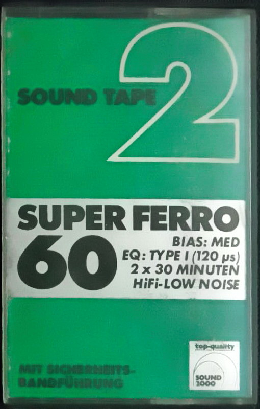 Compact Cassette Sound 2000 Sound Tape 2 60 "Super Ferro" Type I Normal 1978 Germany