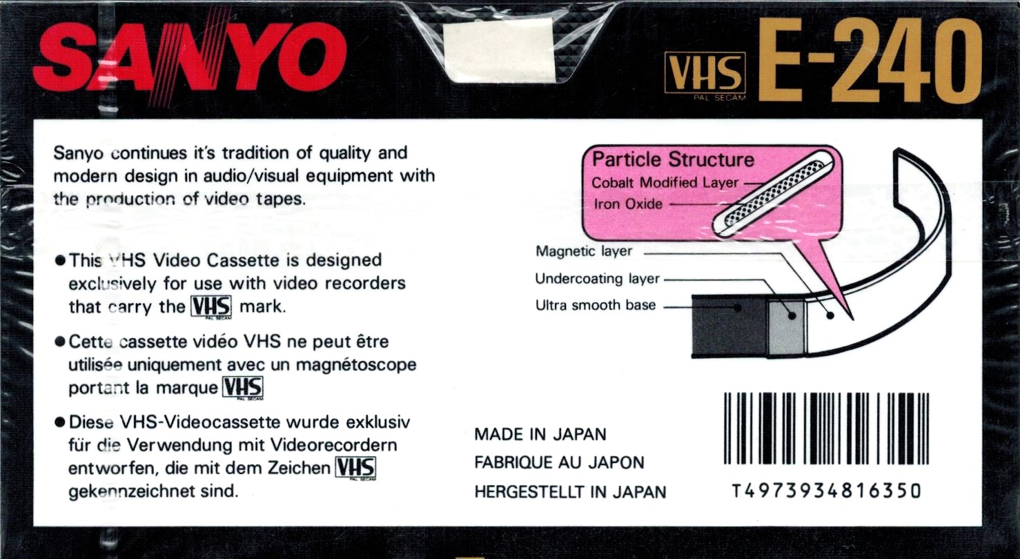 VHS, Video Home System Sanyo HG 240 "Extra" Type I Normal 1988 Europe