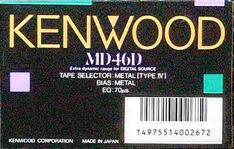 Compact Cassette Kenwood MD 46 Type IV Metal 1987 Japan