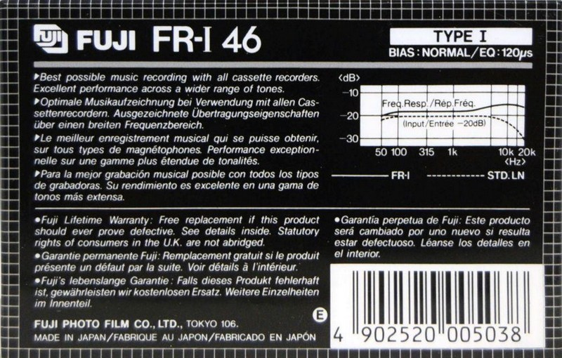 Compact Cassette Fuji FR-I 46 Type I Normal 1984 Europe