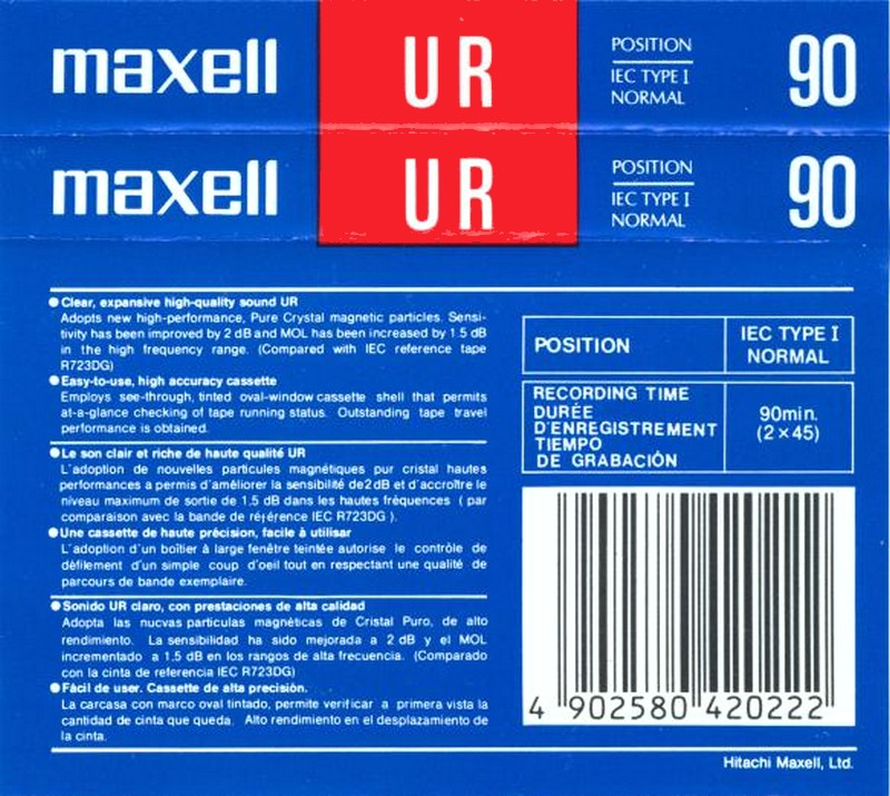 Compact Cassette Maxell UR 90 Type I Normal 1994 Europe