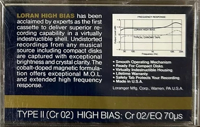 Compact Cassette Loran 46 Type II Chrome 1985 USA