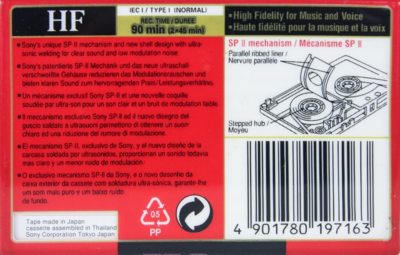 Compact Cassette Sony HF 90 Type I Normal 1996 Europe