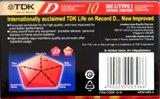 Compact Cassette TDK D 10 "D-10" Type I Normal 2001 Europe