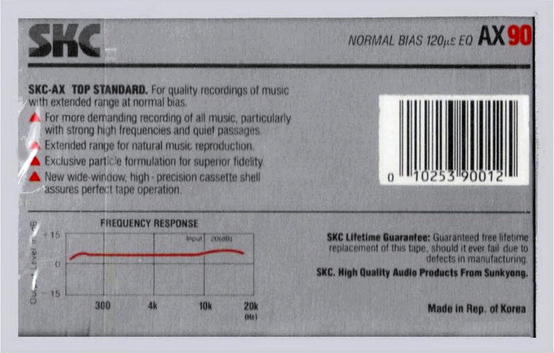 Compact Cassette SKC AX 90 Type I Normal 1991 USA