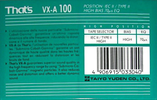 Compact Cassette Thats VX-A Vanexa 100 Type II Chrome 1993 Europe